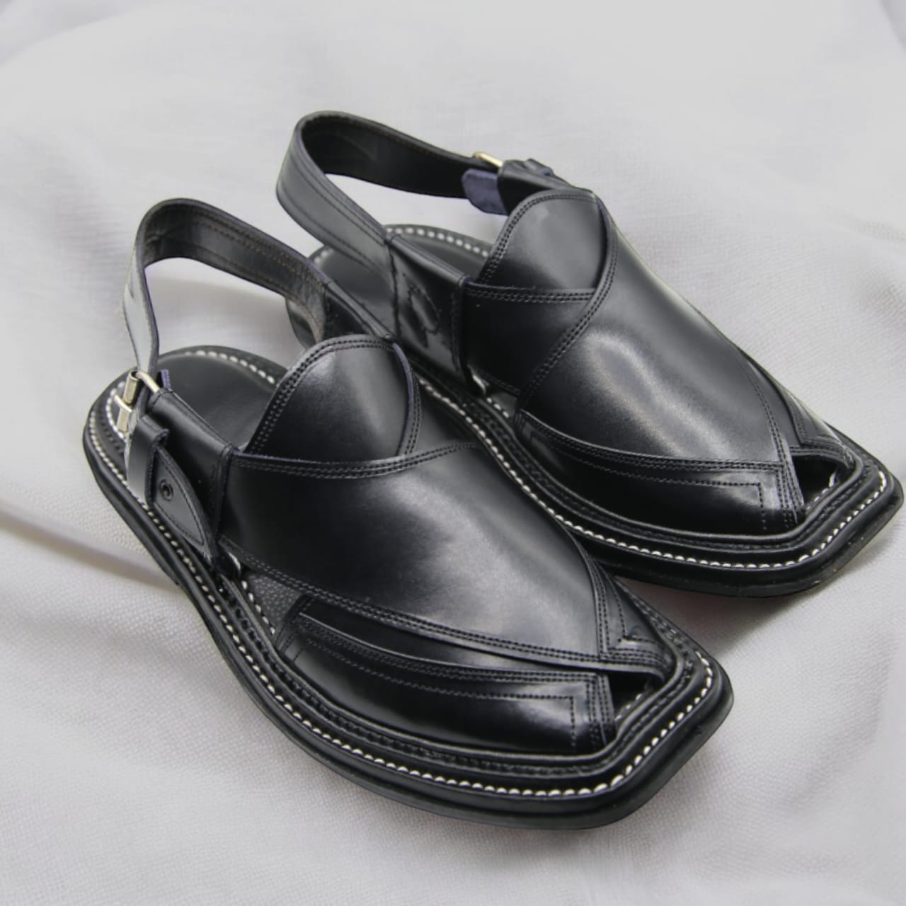 Triple Gear Chappal Black Color